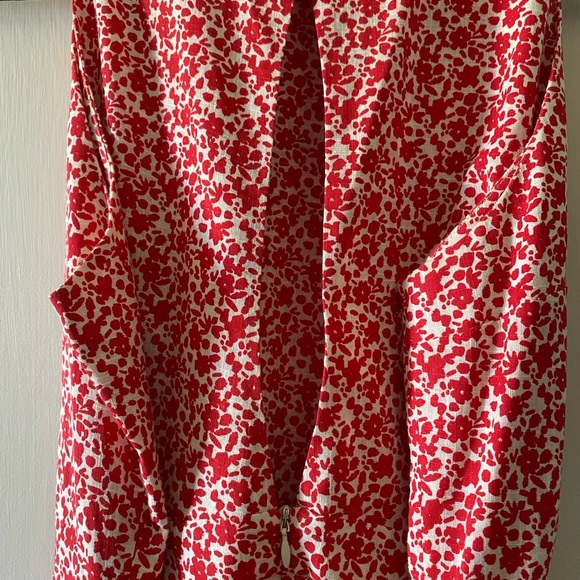 Anthropologie Izzy Romper Open Back Red Floral Cotton Boho Size L - Picture 4 of 10